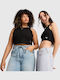 Women's Cotton Sleeveless Crop Top Puma Black