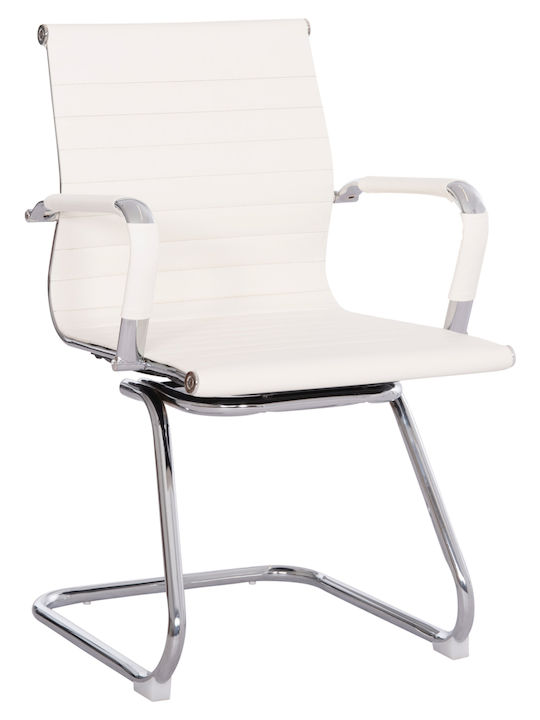 Chair Visitor with Arms in White Color 54x56x87cm 2pcs