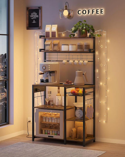 Songmics Rack de bucătărie Lemn Maro 90x40x165.5cm