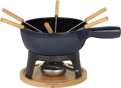 HKoenig Mont Joux Fondue-Set Elektrisch aus Gusseisen Blau 21cm