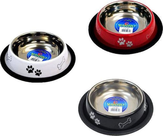 Metallic Food and Water Bowl for Dog and Cat 22cm Various Designs or Colours
