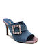 Mules mit Dünn Absatz in Blau Farbe