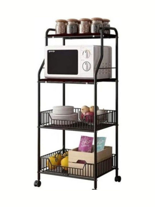 Metallisches Küchenwagen Mit 4 Ebenen Schwarze 43x35x115cm
