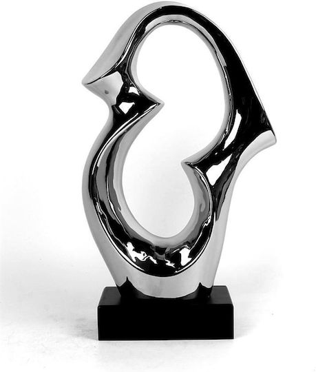 Bază decorativă abstractă din ceramică argintie 35,5 cm