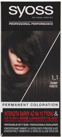Syoss Permanent Coloration Βαφή Μαλλιών 1-1 Black 50ml