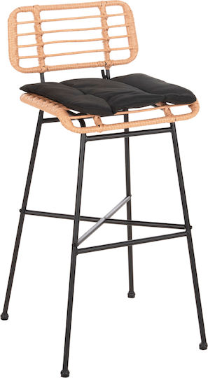 Stool for Bar Outdoor Black-wicker Beige 48x49x99.5cm