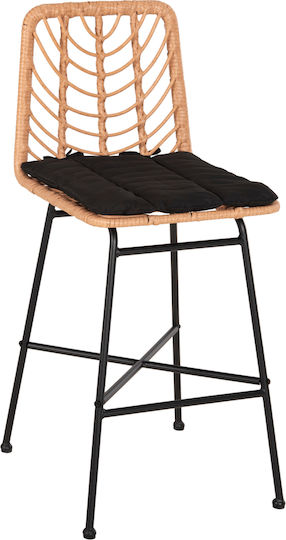 Barhocker Rattan Schwarz Beiges 47x47x101cm Barhocker Rattan Schwarz Beiges 47x47x101cm