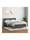 Doppelbett Bezogen mit Stoff Dunkelgrau mit Lattenrost & Matratze 160x210cm