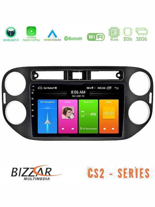 Bizzar Auto-Audiosystem für Volkswagen Tiguan / Golf Plus 2004 – 2014 (Bluetooth/USB/AUX/WiFi/GPS/Apple-Carplay/Android-Auto) mit Touchscreen 9"