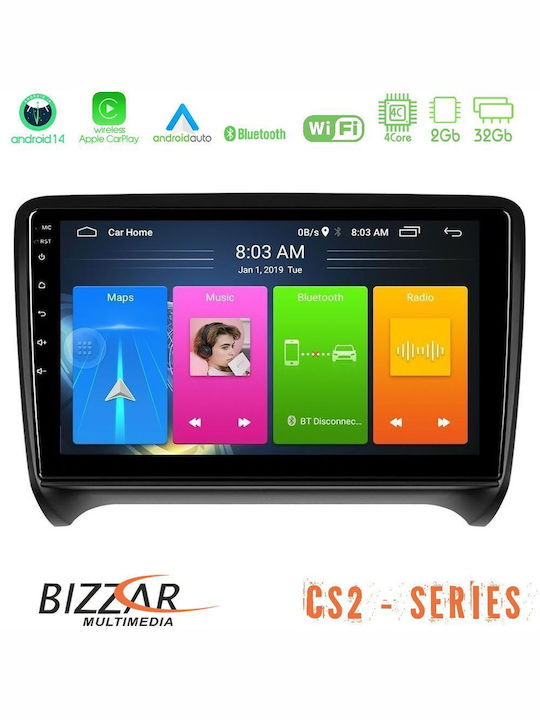 Bizzar Car Audio System for Audi TT 2006-2013 (Bluetooth/USB/AUX/WiFi/GPS/Apple-Carplay/Android-Auto) with Touch Screen 9"