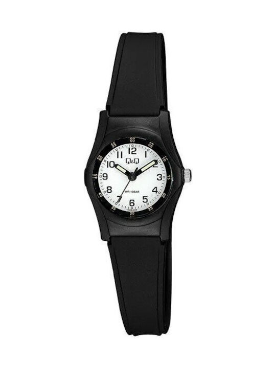 Q&Q Γυναικείο Ρολόι 23mm Μπαταρίας με Μαύρο Καουτσούκ Λουράκι