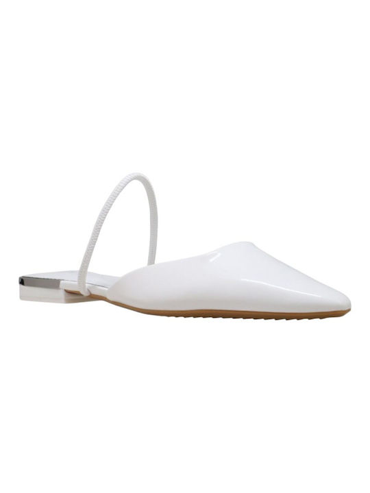 Cabbi Flat Mules in White Color
