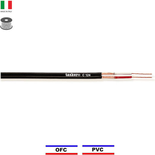 Tasker C124 PVC Audio Cable Flat 2x0.12mm Black Cool 100m Audio Cable Flat 2x0.12mm Black
