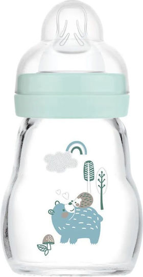 Mam Glass Baby Bottle Feel Good Anti-Colic with Silicone Nipple for 0+, 0+ m, months Green 170ml