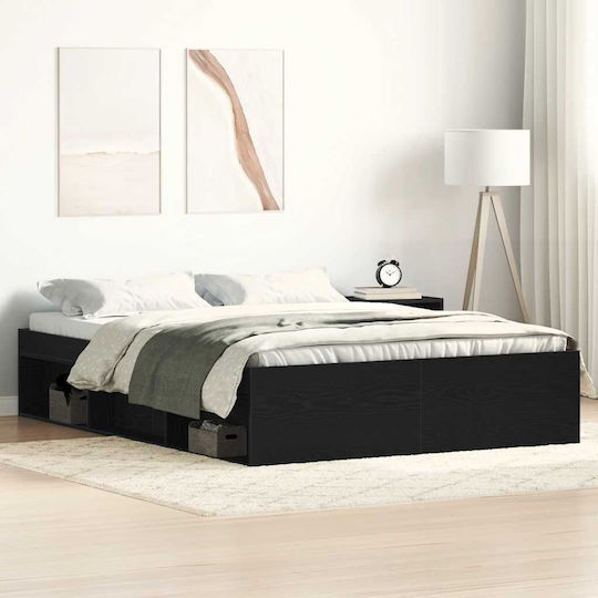 Vidaxl Bettgestell ohne Matratze Schwarz Eiche 120x200cm Holz 1 Stück Einzel Braun