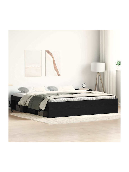 Vidaxl Bettgestell ohne Matratze Schwarze Eiche 200x200cm Holzwerkstoff 1 Stück Doppel Braun