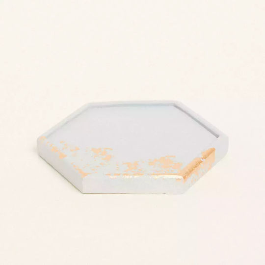 Ntampoudis Round Coaster Ceramic Grey-Gold 9cm 1pcs