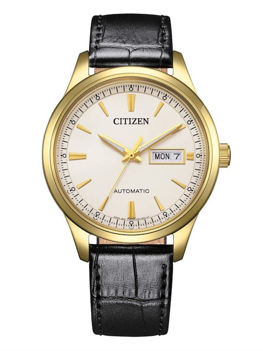 Citizen Γυναικείο Ρολόι 30mm Μπαταρίας με Μαύρο Δερμάτινο Λουράκι