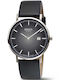 Boccia Men's Watch Battery with Black Leather Strap