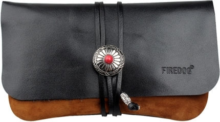Firedog Leather Tobacco Pouch With Snap Closure 18x10cm Sheep brown