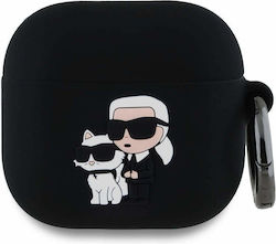 Karl Lagerfeld 3d Logo Nft Karl Choupette Hülle Silikon / Kunststoff mit Haken in Schwarz Farbe für Apple AirPods 4