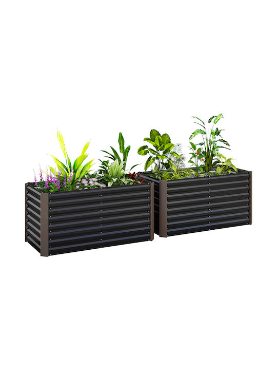 Outsunny Set 2 Planters Metal Dark Grey
