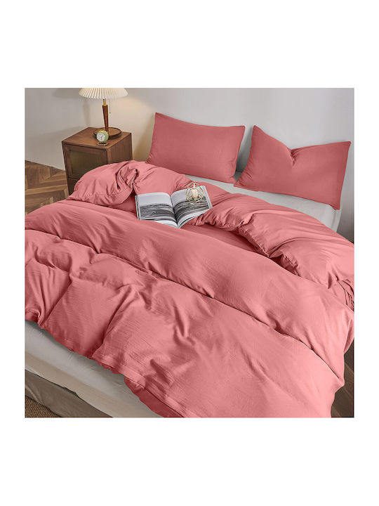Lino Home Sheet Sets Queen 240x260cm. Moderna Coral 4pcs