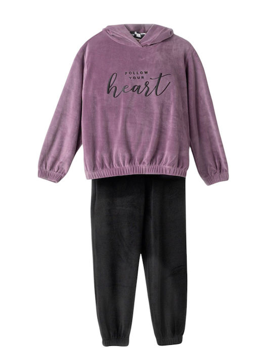 Evita Kids Sweatpants Set Purple 2pcs Heart