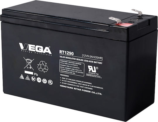 Vega Ritar Μπαταρία UPS με Χωρητικότητα 9Ah και Τάση 12V RT1290 1τμχ