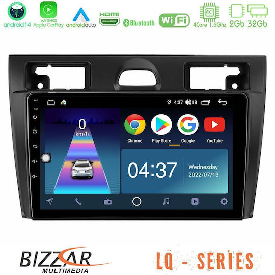 Bizzar Auto-Audiosystem für Ford Fiesta / Vereinigung 2006-2008 (Bluetooth/USB/WiFi/GPS/Apple-Carplay/Android-Auto) mit Touchscreen 9"