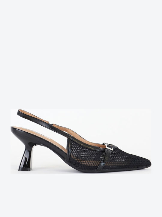 Pointed Toe Black Heels with Strap