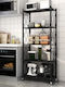 Kitchen Trolley Metallic 4-Tier Black 73x34x160cm