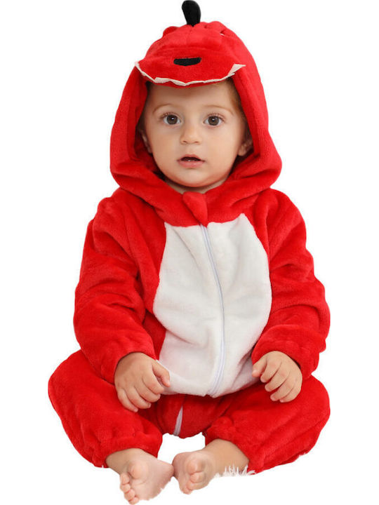 Queen Mother Kids Nightwear Onesie Winter Velvet Red Red Baby Dino