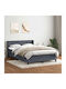 Double Upholstered Bed with Fabric Dark Grey with Slats and Mattress 160x210cm