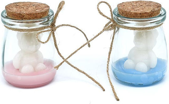 Sky Blue Candle Jar Bear Design 8cm X 5cm Bt0b/91396 Kaliso Kls-bt0b-91396-siel