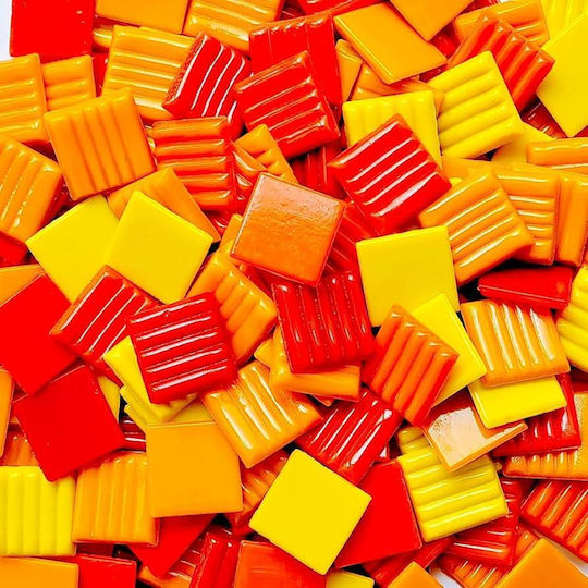 Glass Mosaic Tiles 10x10x4mm 250g Red Yellow Shades