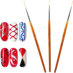 Σετ 3 Πινέλα Nail Art Φυσική Τρίχα Kolinsky