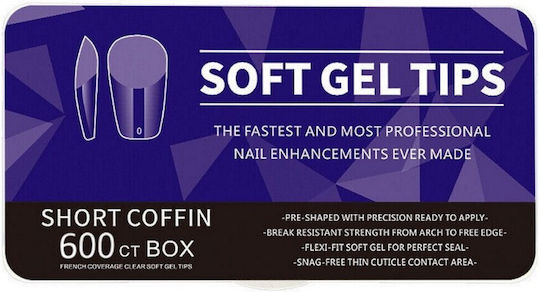 Short Coffin Soft Gel Nagelspitzen Transparent IS-8200
