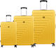 CAT Rockford Hard Yellow Suitcases With 4 Wheels Set 3 Pieces