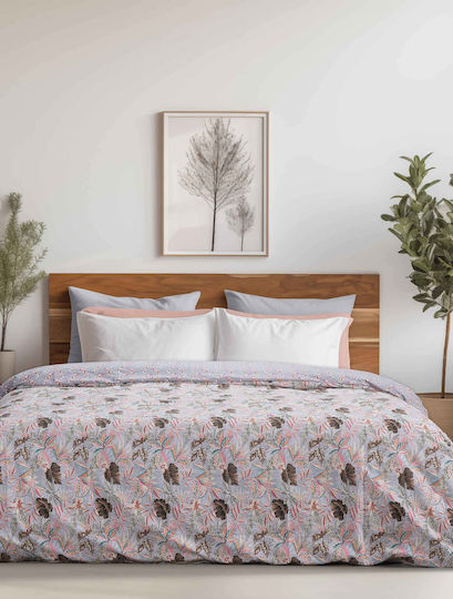Madi Sheet Sets Queen with Elastic 160x200+30cm. Buds Gray 4pcs