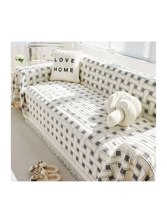 ForHome Cuvertură Pentru Canapea 4 Locuri Șenilă 180x320 cm Albastră