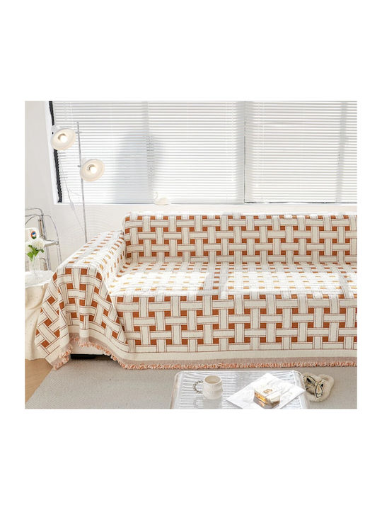 ForHome Cuvertură Pentru Canapea 3 Locuri Șenilă 180x280 cm Portocalie