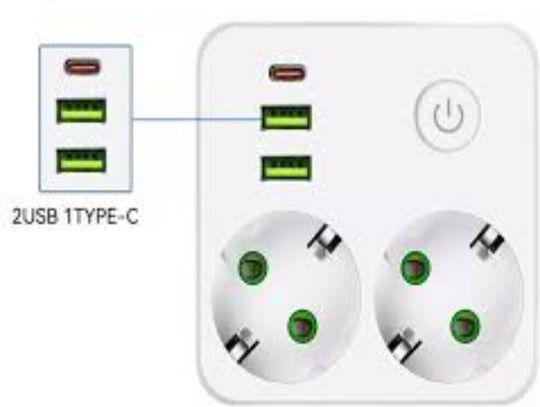 Захранваща лента 2 Позиции с 2 USB-A и USB-C Безжични