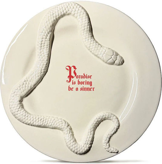 Incartato Ceramics The Forbidden Collection Διακοσμητική Πιατέλα Στρογγυλή Κεραμική Εκρού 28x28εκ.