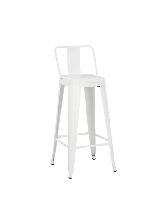 Hocker Bar mit Rückenlehne Metall White 42x42x1...