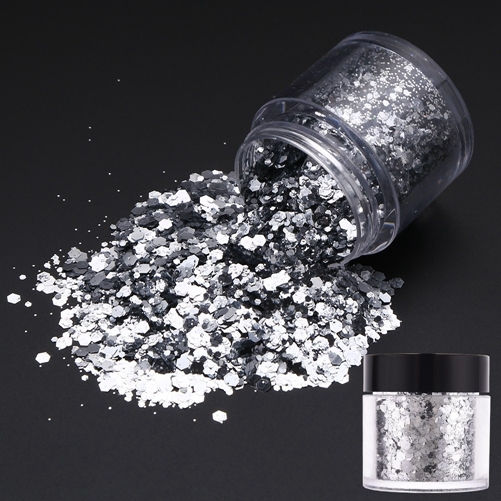 Χρυσόσκονη Glitter Ασημί Βαζάκι 3.3cm 1τμχ