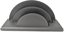 Letter Holder Δέρμα & Ξύλο Σκούρο Γκρι Pinetti 22x9x9.5 Cm