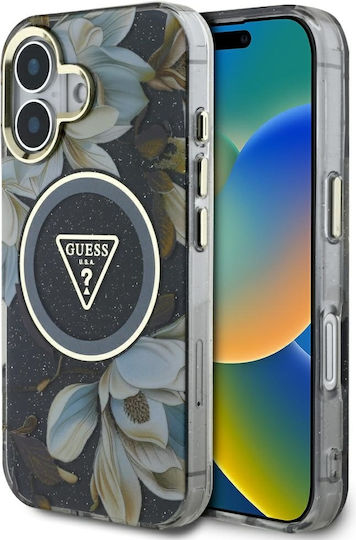 Guess Iml Glitter Umschlag Rückseite Kunststoff / Silikon Schwarz (iPhone 16)
