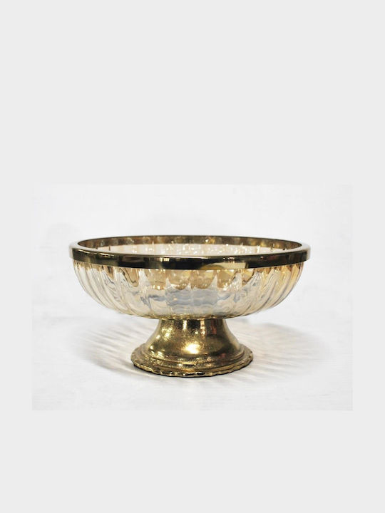 Karvounis Dekorative Schüssel Glas Sockel Braun 25.5x25.5x13cm 1Stück