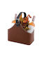PU Magazine Rack with Handle Brown 18x14x30cm